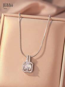 Hihho 1pc Women Fashion Elegant Shiny Zirconia Choker Necklace With Snake Bone Pendant