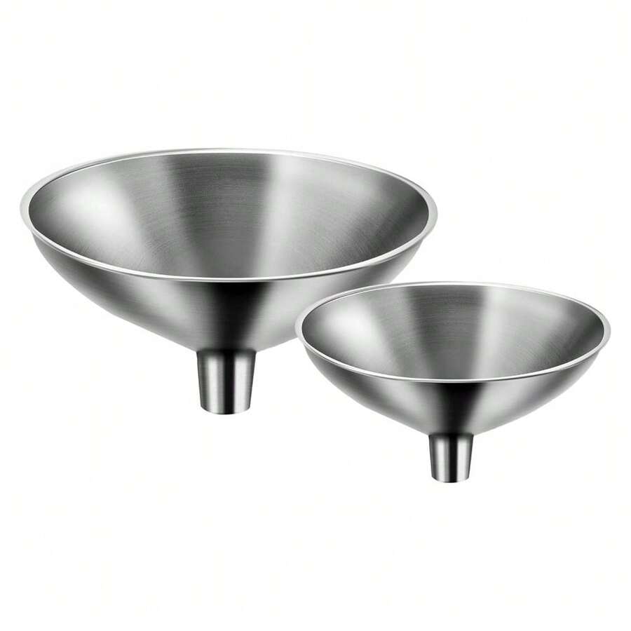 2 Piece Small Stainless Steel Filling Funnel, Mini Funnel, Flask Funnel, Essential Oil Transfer Funnel, Large For Kitchen, Small For Flask, Essential Oil Transfer - MINI-LOUDOU-1 - View 1