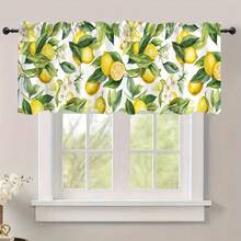 1pc Summer Lemon Theme Home Valance, 54x18in, Watercolor Yellow Lemon Fruit And Green Leaf Decorative Pattern, Modern Art Style, Suitable For Bedroom, Living Room Kitchen, Cafe And Other Holiday Curtain Valance Decoration Supplies - Multicolor - View 12