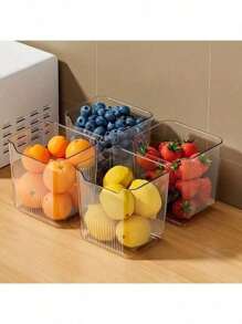 6 pezzi set di organizer per frigorifero in plastica trasparente - contenitori di conservazione della freschezza per cucina e sala da pranzo, ideali per frutta, verdura, snack e spezie, organizzatori e contenitori per frigorifero