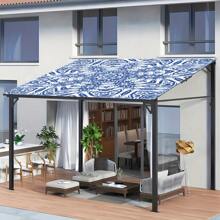 1 Pc Blue Breeze Fresh, Light And Simple Style Outdoor Umbrella Polyester Screen Print Camping, Picnic, Beach Use