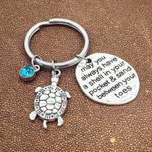 1 pièce Porte-clés tortue de mer pour femmes et hommes, porte-clés avec pierre de naissance, accessoires tortue, bijoux de fête, cadeaux d'anniversaire pour elle, accessoires de voiture, charm de sac à dos pour l'école