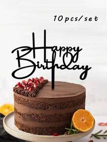 1/10/20/30/40/50/60入 生日蛋糕裝飾插牌，生日蛋糕裝飾，返校派對用品，現代字母圖案蛋糕插牌，適用於婚禮、沙烏地阿拉伯國慶日、生日主題派對 - B多色 - 查看 4