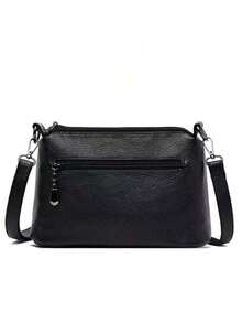 1pc Women Crocodile Pattern Crossbody Bag, Large Capacity Multi-Layer Work & Commuter Bag, Black - Black - View 4