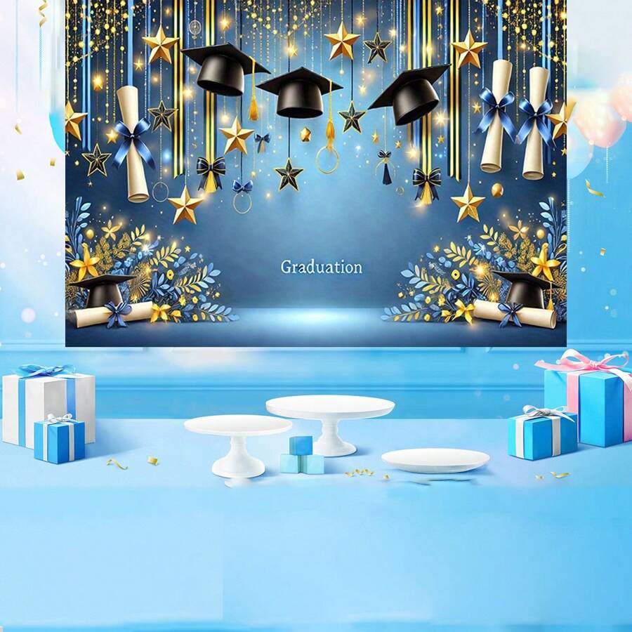 1 Abschluss Party Abschluss Deko Banner, multi Größen und multi-Zweck Dekoration, geeignet für Zuhause, Garten, Studio und Outdoor Feierlichkeiten - Feiertags Hintergrund mit Hut, Stern und "Abschluss" Text, kein Strom nötig, sehr geeignet für Feste, Vatertag und Abschlussfeierlichkeiten, Abschluss Party Dekoration