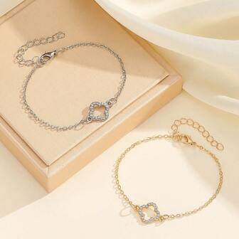 1pc Flower Design Micro Paved Zirconia Bracelet For Women, Valentine's Day Gift For Friends Valentines,Mom,Mother,Mother's Day,Gift