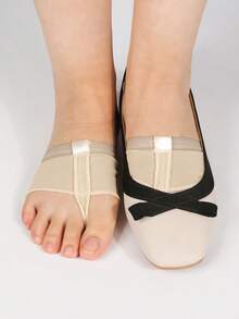 1 Pair New Ladies Ballet/Belly Dance Foot Forefoot Sleeve, Toe Socks For Dance, Skin Color - Black - Apricot - View 6