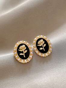 4pcs/Set Elegant Faux Pearl Earrings, Suitable For Women Daily And Festival Wear