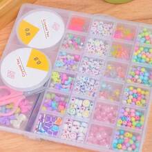 1 caja con 26 compartimentos - Kit de manualidades con cuentas de colores DIY para hacer varios colgantes, pulseras y artesanías (Color del oso de peluche al azar) - Multicolor - Ver 6