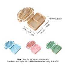 1pc Lunch Box With Utensils, Leak-Proof, Square Shape -  To Use In Microwave, Perfect For Office Workers And Kitchen Storage - 卡其色 - 查看 9