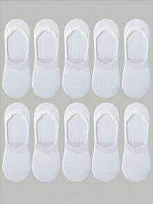 10双/6双男女通用简约舒适抗菌柔软踝袜，黑白相间，时尚休闲，硅胶防滑衬里，适合日常、休闲、运动、四季 - 彩色 - 查看 5