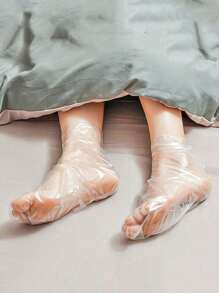 Set de 10/100/200 piezas Mascarilla desechable de plástico para los pies, protector de pies hidratante y antifracturas, suave, cómodo, hidratante y transparente, muy adecuado para uso diario con crema corporal, imprescindible para el spa en el hogar, viajes, cocina, baño, hogar, artículos del hogar (color fijo aleatorio del adhesivo)