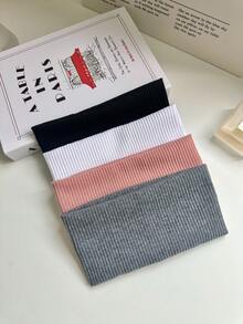 1/3/4/5条装街头运动针织弹力头带，适合日常瑜伽和户外运动，秋冬季发带发饰，女士度假装扮优雅围巾女士头巾柔软头巾