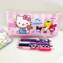 Sanrio 2PCS Sanrio Stationery Set: Cartoon Pencil Case + Random Sanrio Pen, Large Capacity, Ideal For Holiday Gifts