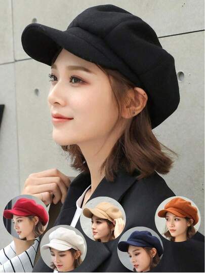 1/2 Pieces Christmas Octagonal Hat For Children And Girls, New Style Solid Color, Woolen Beret, English Versatile Fashion Top Hat, Suitable For Daily Outings, Balls, Parties, Ceremonies And Other Versatile Styles