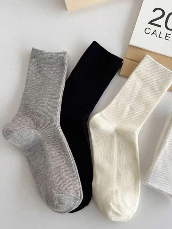 4 pares de meias femininas estilo JK, cor sólida, primavera/verão, meias cano alto, respiráveis, versáteis, estilo japonês