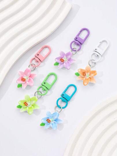 1 móc khóa mặt dây chuyền hoa nhựa trong suốt nhiều màu, phụ kiện trang trí hoa sen dễ thương, thích hợp cho túi xách, ốp điện thoại, quà tặng cho bạn bè và trẻ em