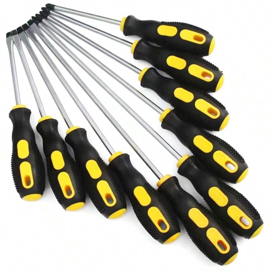 6pcs Magnetic Screwdriver Set, S2 Alloy Steel, 3 And 3 Flat Head Professional Cushioned Handle Screwdriver Set, Professional Repair Tool