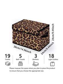 1 buah Kotak Penyimpanan Motif Leopard dengan Tutup, Kotak Penyimpanan Lipat dengan Pegangan, Wadah Organizer Ringan untuk Lemari, Pakaian, Mainan, dan Barang Rumah Tangga - MultiWarna - View 7