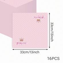 16pcs 13-Inch Expandable Letter And Crown Print Disposable Paper Napkins - Multicolor - View 2