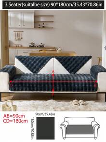 1pc Thick Plush Sofa Cushion Cover, All Season Anti-Slip Sofa Slipcover, Dust-Proof And Washable, Pet Friendly Protective Cover, Adjustable For Corner Sofa, Bedroom, Office, Living Room 1/2/3/4 Seater - 深灰色 - 查看 12