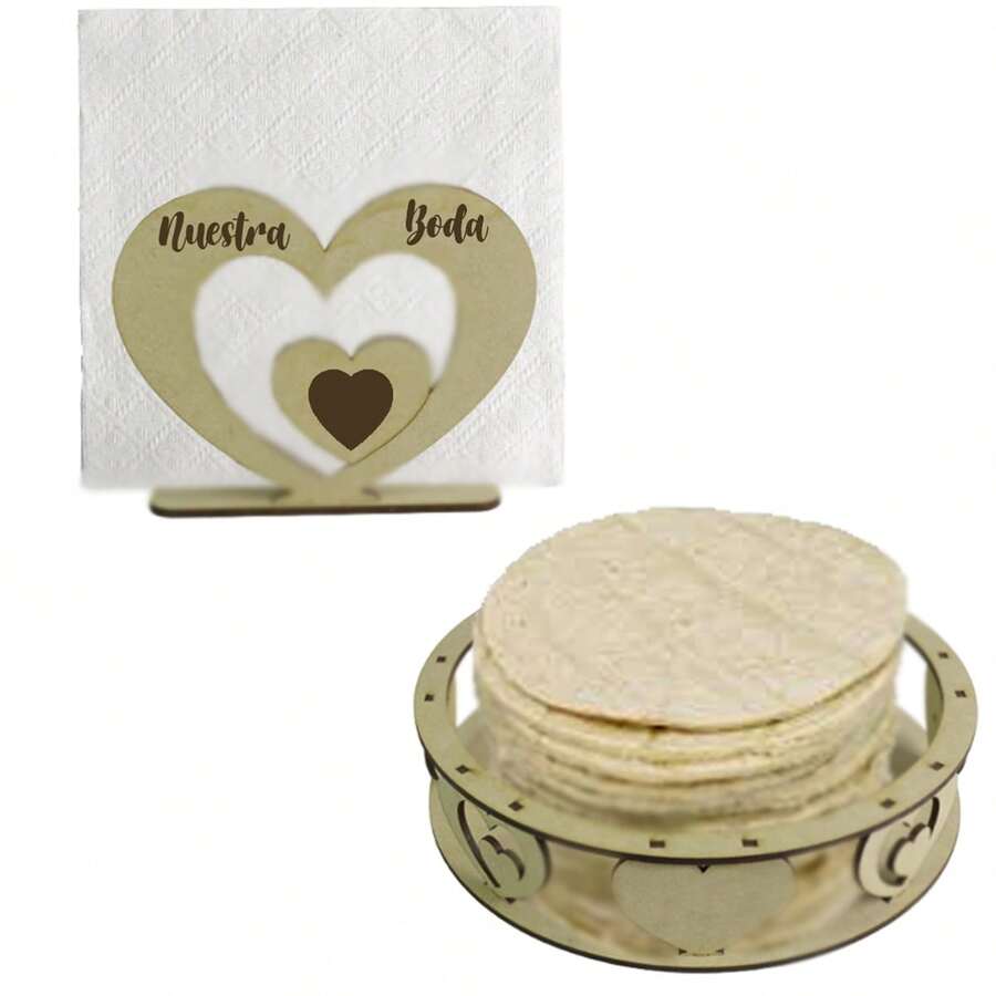 Rockkings Kit 12 servilleteros y 12 tortilleros paneras boda accesorios decoración mesa evento celebración colección organizador vajilla regalo ceremonia elegante funcional - Caqui - Ver 1