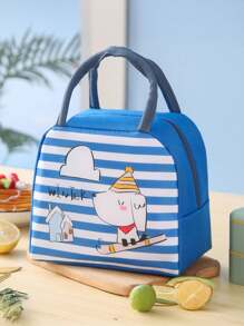 1pc Cartoon Pattern Insulated Lunch Bag, Soft Corduroy Lunch Box, Leak-Proof Thermal Lunch Bag Large Capacity Lunch Tote, Waterproof Lunch Container, Cosmetic Case, Travel Toiletry Bag, Cosmetic Travel Pouch