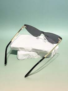 1 Pair Geometric Pattern Retro Unisex Frameless Small Rectangular Sunglasses, Versatile Fashion, Y2K Style, Elegant, Suitable For Outdoor And Various Occasions