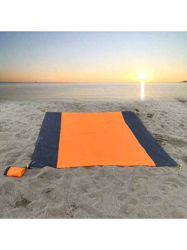 1 manta grande para la playa, esterilla de playa plegable (con 4 estacas de sujeción y bolsa de almacenamiento) (disponible en varios tamaños y colores) apta para acampada al aire libre, vacaciones, senderismo y talla grande