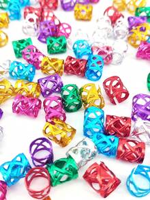 100 piezas Conjunto de accesorios para el cabello multicolor, adecuado para trenzas y rastas, incluye cuentas, ligas para el cabello, pinzas y diademas de metal ajustables - Multicolor - Ver 6