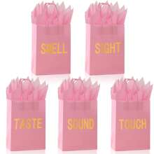 5-Sinne Geschenktüte, passend für Ihn/Sie, beinhaltet 10 Stücke Taschentücher, Papiertüte mit Griff, 5 Sinnes-Geschenkgegenstände, großartig für Valentinstag, Weihnachten, Geburtstag, Hochzeitstag (Schwarz, 21 x 11 x 27 cm)