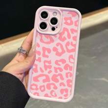 [Funda de leopardo rosa] Funda de teléfono de estampado de leopardo rosa de Apple | 1 pieza, compatible con 16, 15, 14, 13, 12, 11, XS Max, X, Plus, Pro Max, protección completa de la lente, cubierta protectora de material TPU suave, protector de teléfono inteligente a prueba de golpes