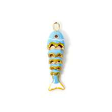 1 Pc Brass Ocean Jewelry 3D Fish Animal Movable Pendants 18K Plated Enamel Charms For Necklace DIY Jewelry