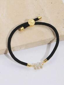 1 Piece Of Fashion Creative Stainless Steel A-Z, 26 English Letter Hand Rope, Can Freely Adjust The Big And Small Hands, Girls Daily Wear Initials Bracelet - Multicolor Zirconium - View 4