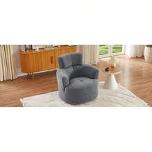 Silla giratoria acolchada de 360° con reposacabezas ajustable para sala de estar, dormitorio, oficina y hotel, gris-9197 - Multicolor - Ver 10
