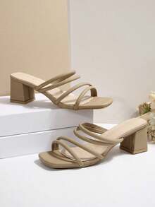 French Style Fairy Lady Sandals For Women, New Summer Thick Heel Thin Strap Elegant Strap Fairy Style High Heel Sandals - Camel - View 8