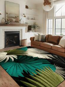 1 块奢华热带植物图案地毯，1100 克高密度仿羊毛 + TPR 可洗底部，厚度 0.6 厘米，复古欧洲经典柔软蓬松地毯，适用于户外、入口、客厅、卧室、洗衣房、浴室，可机洗四季大尺寸垫子，家居装饰