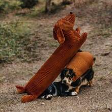 1pc Plush Sausage Dog Shaped Pet Interactive Toy, Helps Release Energy For Various Dogs