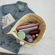 1pc Large-Capacity Canvas Tote Bag For Women, New Style 2025, Suitable For School And Commuting, Crossbody Bag.