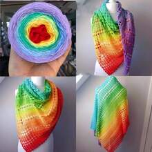 300g Colorful Pure Cotton Cake Gradient Cotton Rainbow DIY Scarf Shawl Skirt Wool Yarn Crochet - Multicolor - View 13