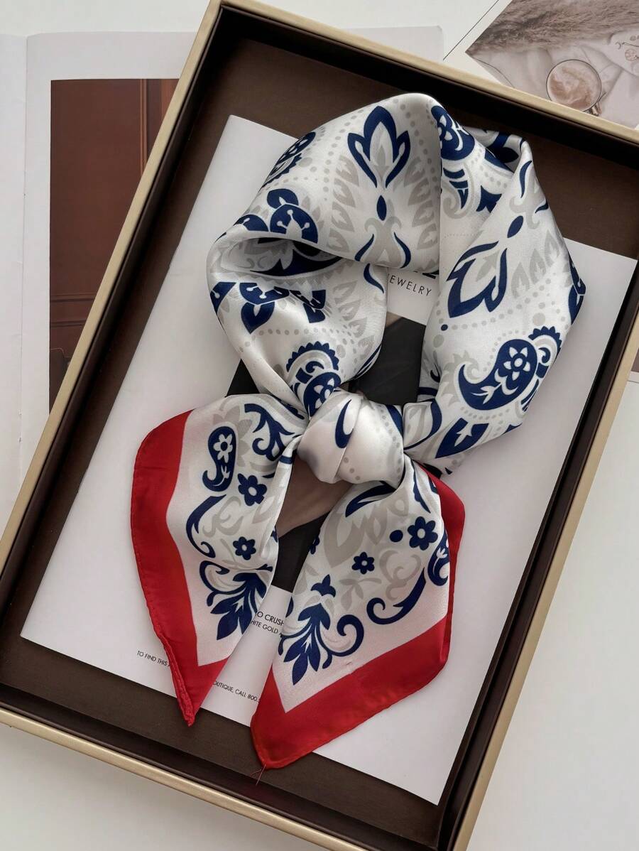 1pc 70*70cm Square Scarf Women Satin Bandana Print Bag Scarves Head Band Fashion Lady Hair Shawl Wrap Female Neckerchief Hijab