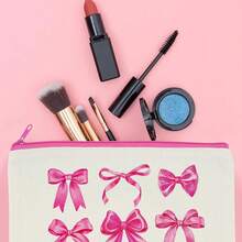 1/5/10/20 件可爱甜美蝴蝶结装饰帆布拉链袋套装，Y2K 风格蝴蝶结配饰收纳袋，旅行化妆洗漱用品收纳袋，文具袋，派对礼品袋，浴室旅行多功能收纳袋化妆刷架手拿包，度假暑假返校学校用品袋，女士旅行包，旅行化妆包