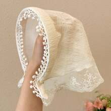 1pc Lace Lace Headscarf Vintage Triangle Scarf French Streamer Headband Sunblock Bun Hat Silk Scarf Women's Headscarf Hat, Pastoral Elegant Headband, Lace Edge Hair Accessories