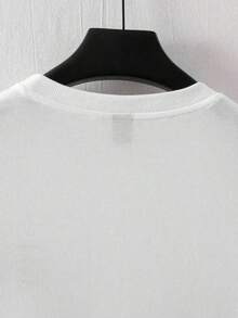 Camiseta Masculina Folhas Manga Curta, Camisa Casual Versátil 100%algodao - Branco - Visão 3