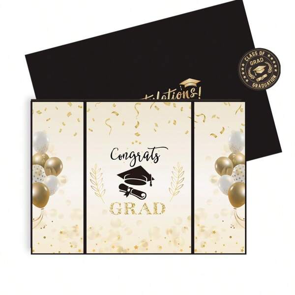 FZZ Black & Gold Star Shaped Graduation Signature Guest Book