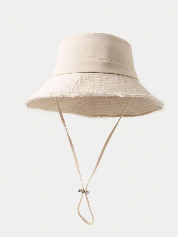 1pc Men's New Summer Outdoor Fashionable Wide Brim Bucket Hat With Rope, Casual Sun-Shading Hat For Daily Wear Men's Sun Hat Summer Hat, Suitable For Summer Outdoor Activities Such As Hiking And Fishing