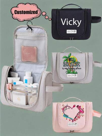 Bolsa de cosméticos personalizada para viajes, bolsa de almacenamiento impermeable para artículos de tocador, bolsa de alta calidad para llevar, bolsa pequeña con ganchos, bolsa de lavado, bolsa de almacenamiento de cosméticos, adecuada para playa, viajes, campus, puede usarse como regalo para familiares, amigos, Navidad, Pascua, Año Nuevo chino, Día de la Madre, Día de la Mujer, San Valentín, Día del Maestro, Día de la Enfermera, regalo de cumpleaños