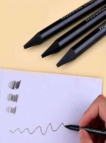 3 Stücke dicke schwarze Kohlestifte, ein weicher und ein harter, zum Malen, Skizzieren, Skizzieren, bleifrei, Vollgrafit-Kohlestifte, professionelle Malzubehör, Rückkehr zur Schule, Schulmaterial