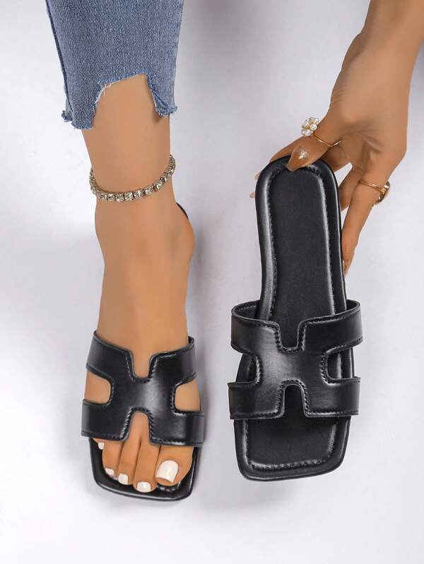 French Slippers Summer Outdoor Stylish Minimalist Versatile New Casual Low Platform Strap Beach Sandals