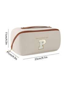 Premium PU Cosmetic Bag Travel Bag,With Letter Cosmetic Storage Bag, Large Capacity Layered Cosmetic Bag Zipper Bag, Portable Travel Organizer Multifunctional Waterproof Bag, Cosmetic Storage Bag, Travel Accessories, Travel Essentials, Cruise Essentials, Jewelry Storage, Lip Oil Storage, Nail Polish Storage, Valentine's Day Gift, Bridesmaid Gift, Birthday Gift, Friend And Teacher Gift, Holiday Gift, Mother Gift,Gift For Women
